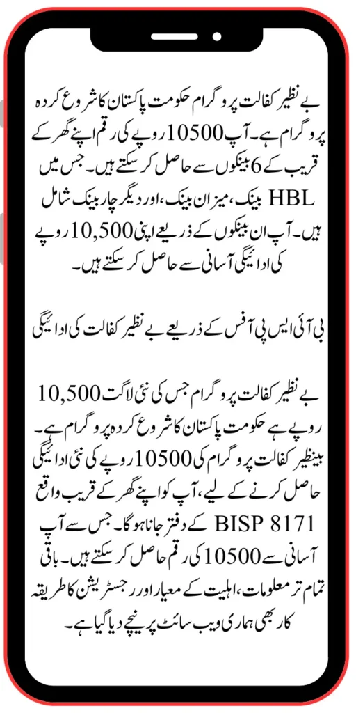 Benazir Kafaalat Payment