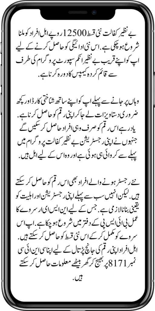 Benazir Kafaalat New Installment 12500